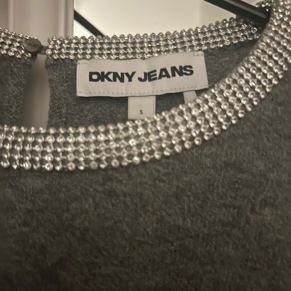 DKNY Gray soft sweater with Silver Embellishments